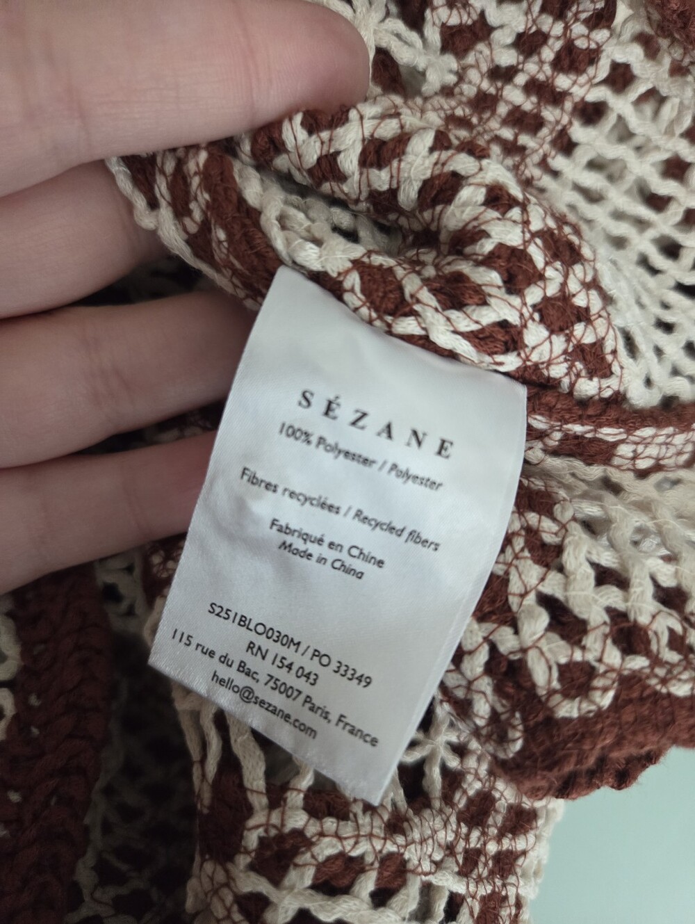 Sezane Olie Blouse in Ecru/Tomette size S - Picture 7 of 8